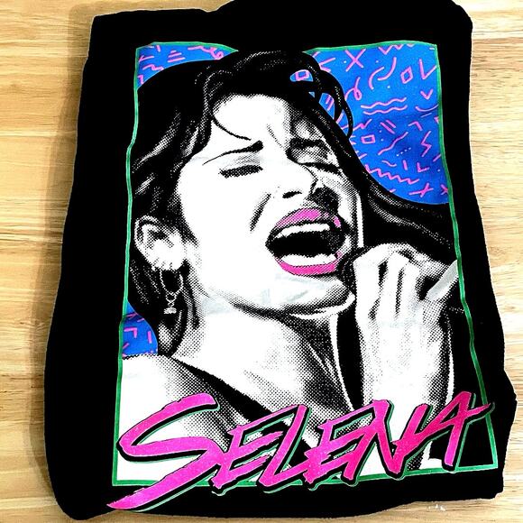 Selena Neon Graphic Black Babydoll Tee - Picture 2 of 2